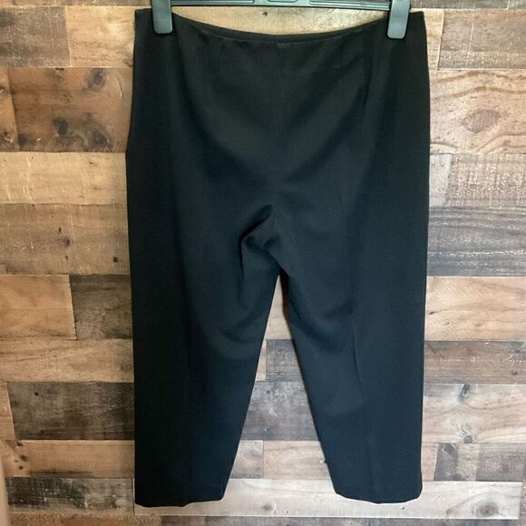 Talbots Pants Trousers Ankle Cropped Side Zip Button Closure Black Stretch 16 - Picture 8 of 9